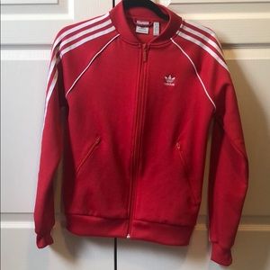 Red Adidas zip up jacket